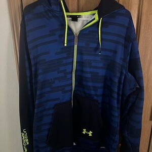 Under Armour Blue and Neon Green Hoodie